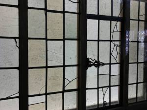 Original Window from Shakespeare's Bedroom showing autographs from visitors